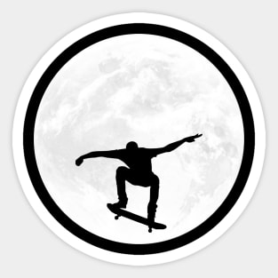 Skateboarder Silhouette in Full Moon Sticker